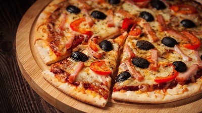 Ham pizza close up letterbox